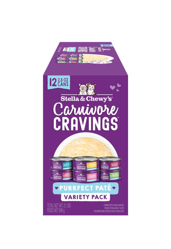 Stella & Chewy's Carnivore Cravings Purrfect Pate Variety Pack (2.8-Oz, 12 Can Pack)