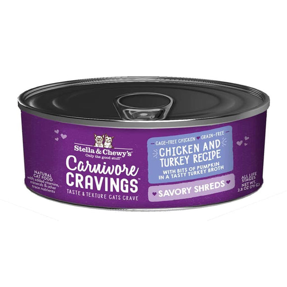 Stella & Chewy's Carnivore Cravings Savory Shreds Chicken & Turkey Dinner Recipe Wet Cat Food (2.8-oz)