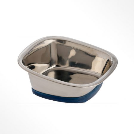 OurPets Premium Rubber-Bonded Stainless Steel Square Bowl (Medium)