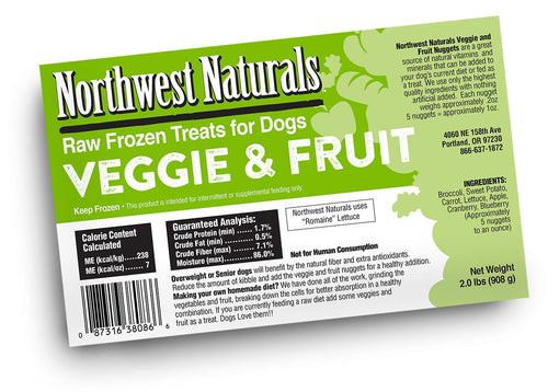 Northwest Natural Nuggets Fruits and Veggies Raw Frozen Treats For Dog