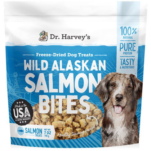 Dr. Harvey's Wild Alaskan Salmon Bites Freeze-Dried Raw Salmon Treat for Dogs (7 oz)