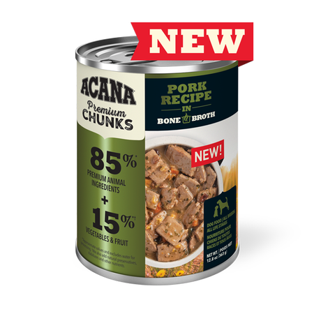 ACANA Premium Chunks, Pork Recipe in Bone Broth Wet Dog Food (12.8 Oz Single)