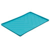 Messy Mutts Silicone Non-Slip Dog Bowl Mat with Raised Edge to Contain the Spills (Medium 20 x 12, Blue)