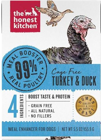 The Honest Kitchen Meal Booster 99% Turkey & Duck Dog Food Topper (5.5-oz, single box)