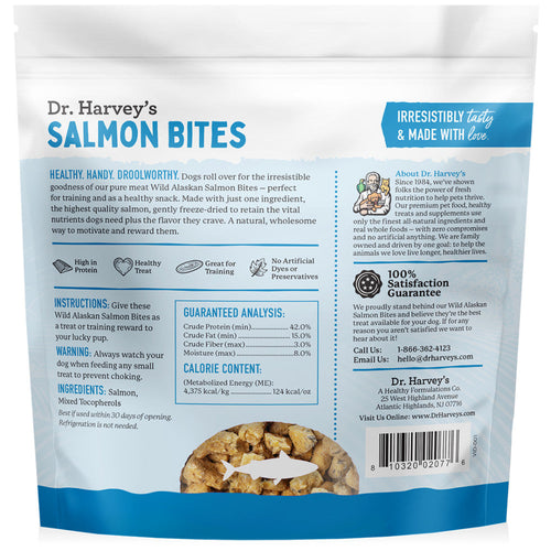 Dr. Harvey's Wild Alaskan Salmon Bites Freeze-Dried Raw Salmon Treat for Dogs