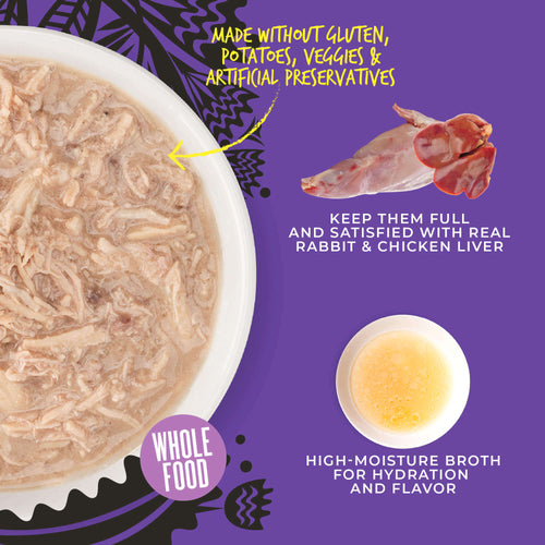 Tiki Cat After Dark Shreds With Rabbit & Chicken Liver in Broth Wet Cat Food