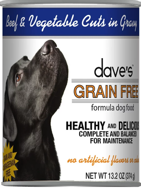 Dave’s Grain Free Beef & Vegetable Cuts in Gravy Canned Dog Food (13.2 oz Single Can)