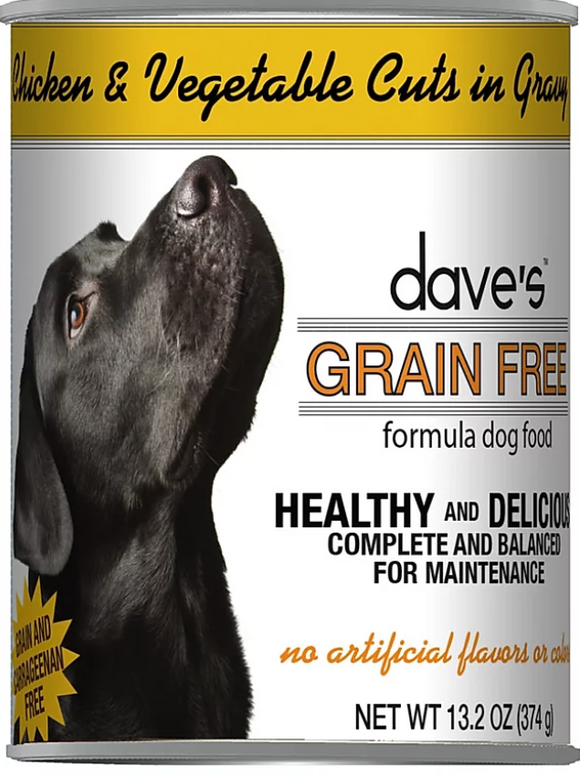 Dave’s Grain Free Chicken & Vegetable Cuts in Gravy Canned Dog Food (13.2 oz Single Can)
