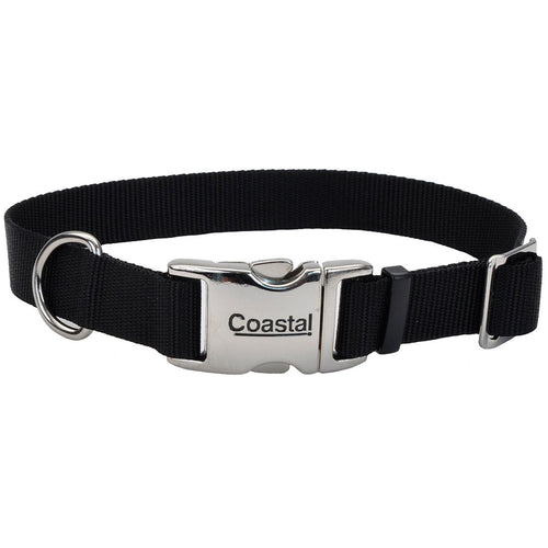 Coastal Adjustable Dog Collar with Metal Buckle (3/4 X 14-20, Black)
