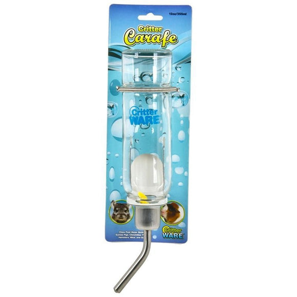 CRITTER CARAFE GLASS WATER BOTTLE (12 OZ, CLEAR)
