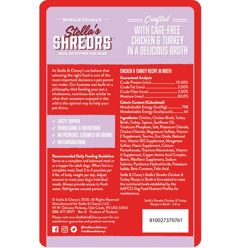 Stella & Chewy's Stella’s Shredrs Cage Free Chicken & Turkey Recipe in Broth (2.8 oz)